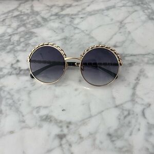 Gold and Black Round Sunglasses